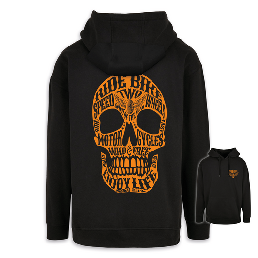 Wild & Free - Schwarz/Orange Oversize Hoodie