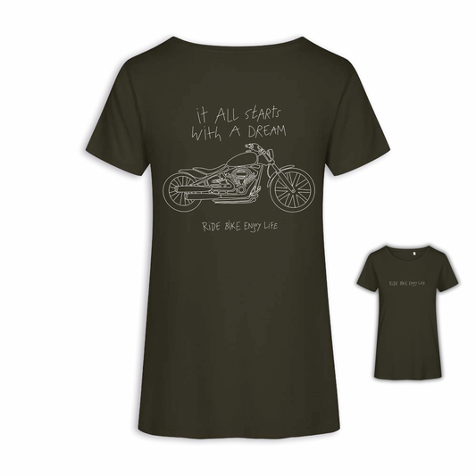 It All Starts With A Dream - Khaki Frauen Shirt