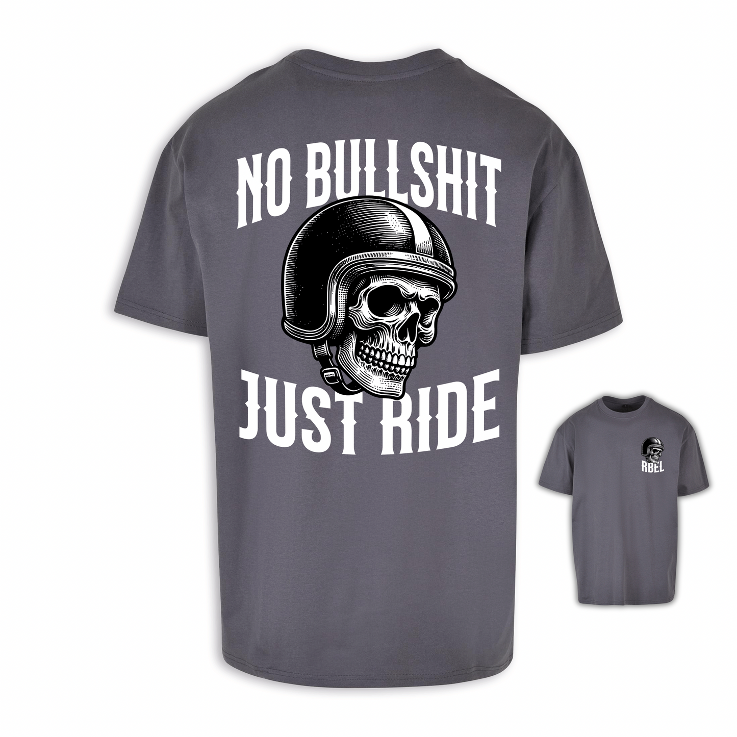 No Bullshit - Dunkelgrau Oversize Shirt