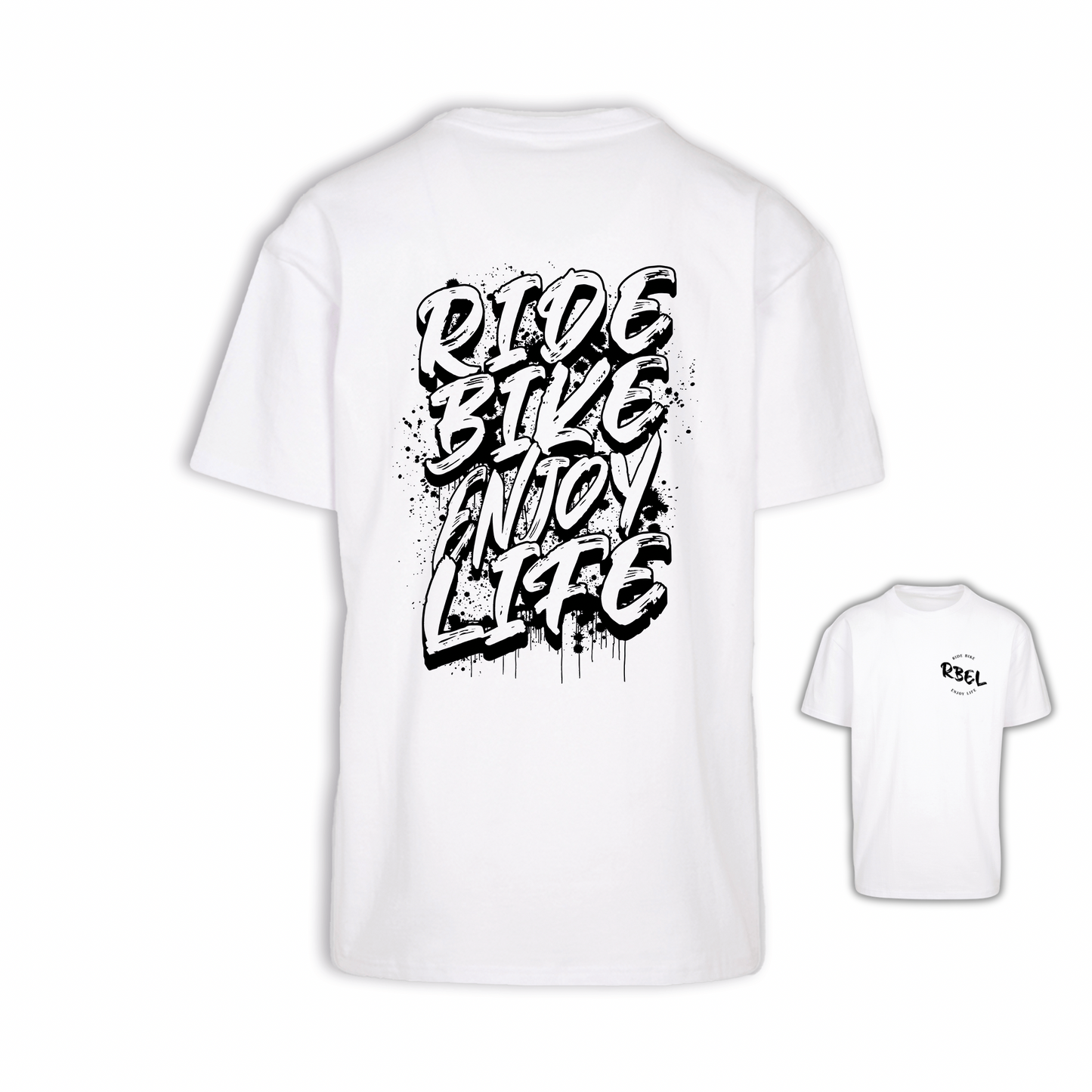 Ride Bike Enjoy Life - Weiß Oversize Shirt