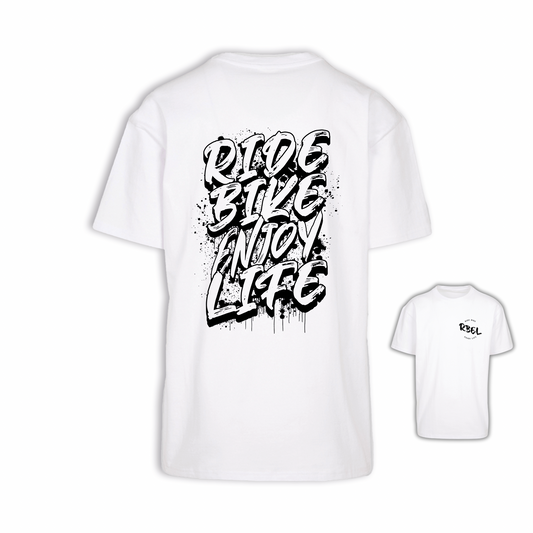 Ride Bike Enjoy Life - Weiß Oversize Shirt