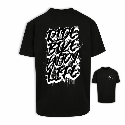 Ride Bike Enjoy Life - Schwarz Oversize Shirt