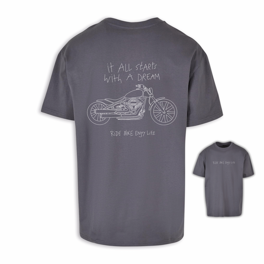 It All Starts With A Dream - Dunkelgrau Oversize Shirt