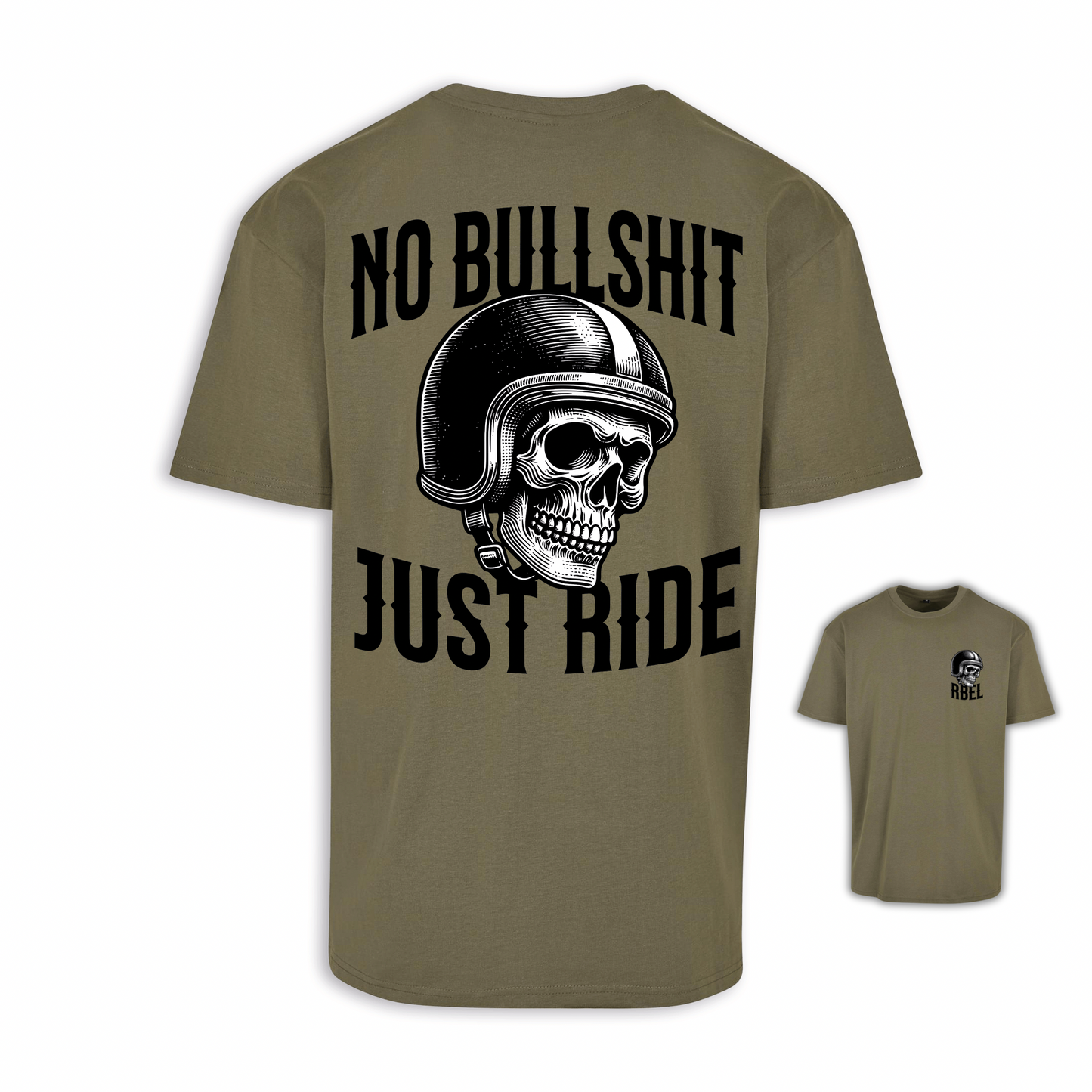 No Bullshit - Olive/Schwarz Oversize Shirt