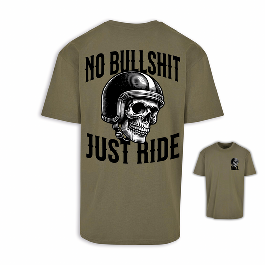 No Bullshit - Olive/Schwarz Oversize Shirt