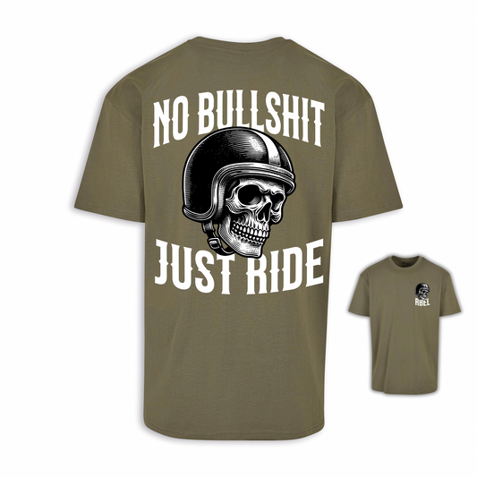 No Bullshit - Olive/Weiß Oversize Shirt