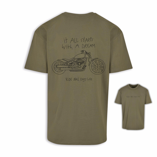 It All Starts With A Dream - Olive/Schwarz Oversize Shirt