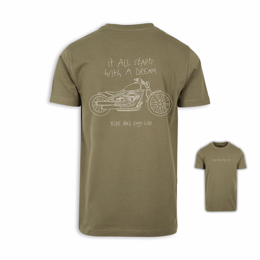 It All Starts With A Dream - Olive/Weiß Männer Shirt