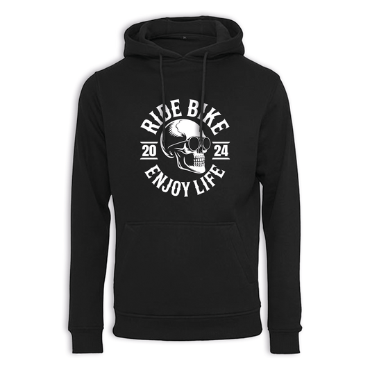 RIDE BIKE ENJOY LIFE Front - Schwarz Regular Hoodie
