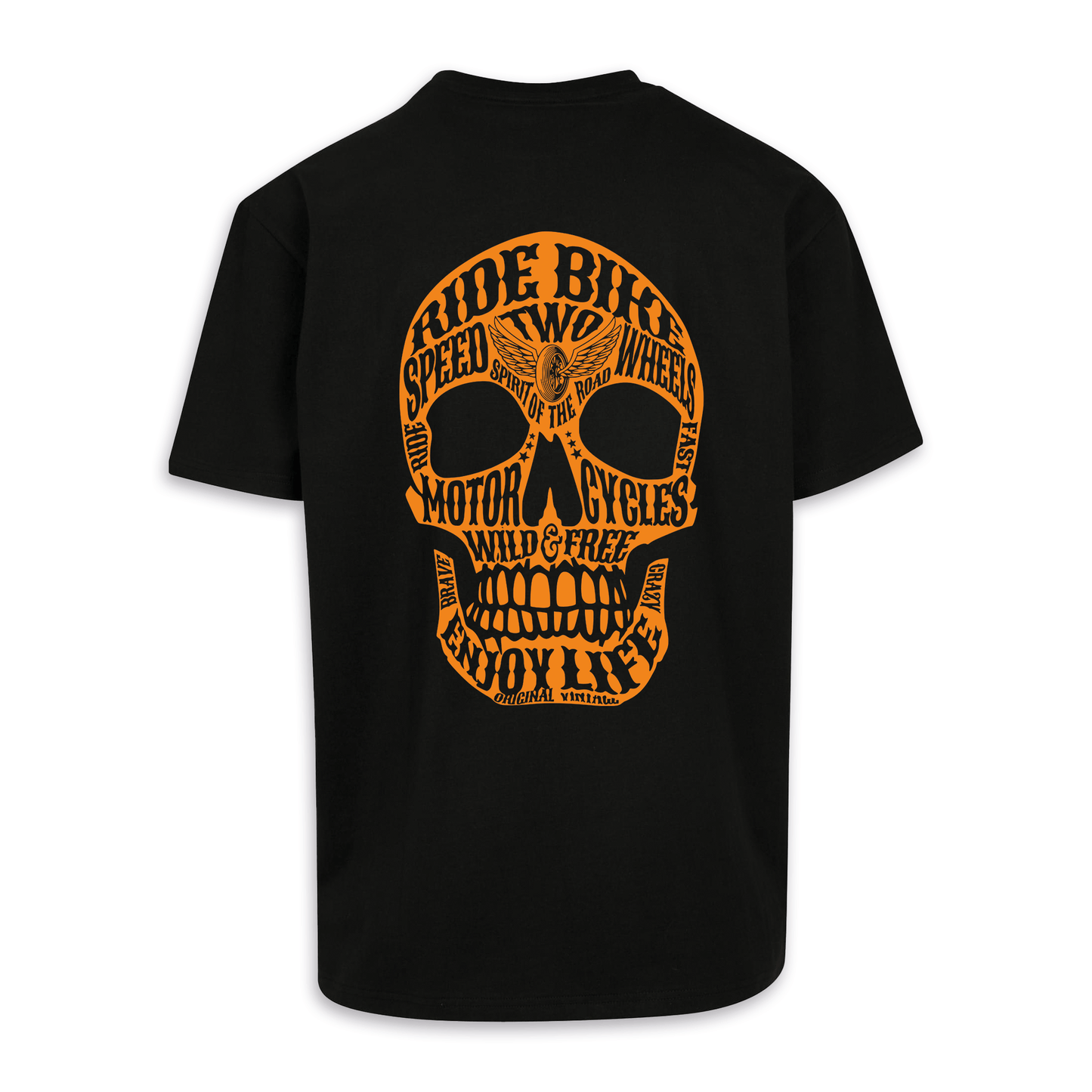 Wild & Free - Schwarz/Orange Oversize Shirt