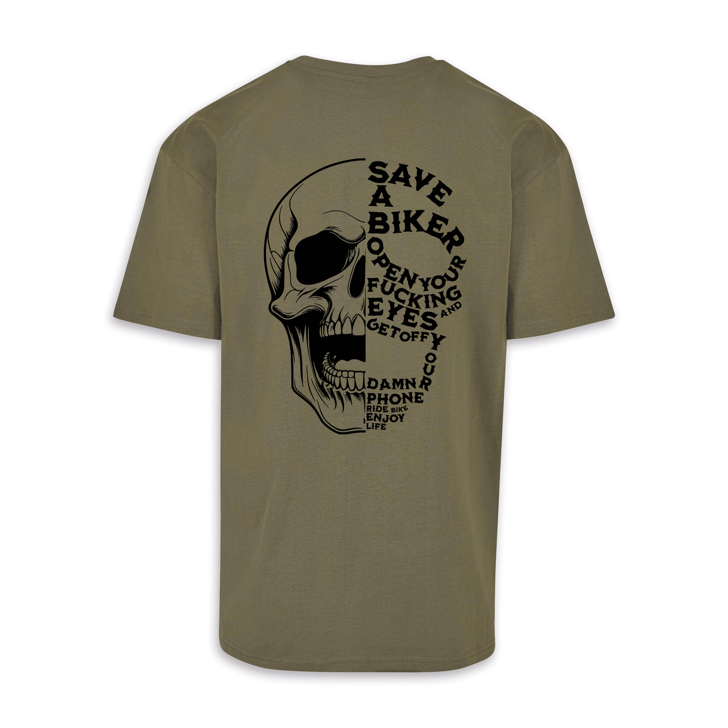 Save A Biker - Olive/Schwarz Oversize Shirt