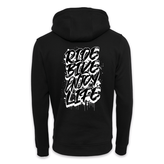 Ride Bike Enjoy Life Graffiti - Schwarz Regular Hoodie