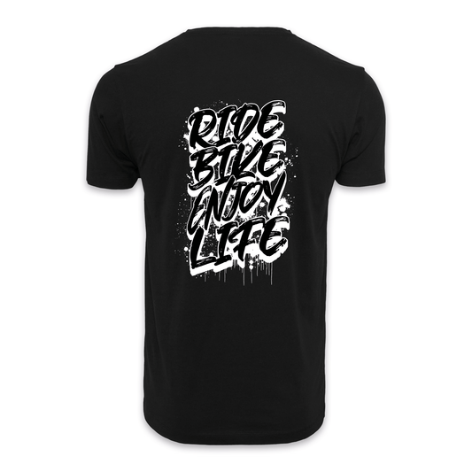 Ride Bike Enjoy Life Graffiti - Schwarz Männer Shirt