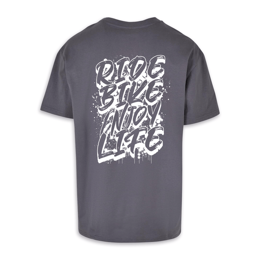 Ride Bike Enjoy Life Graffiti - Dunkelgrau Oversize Shirt