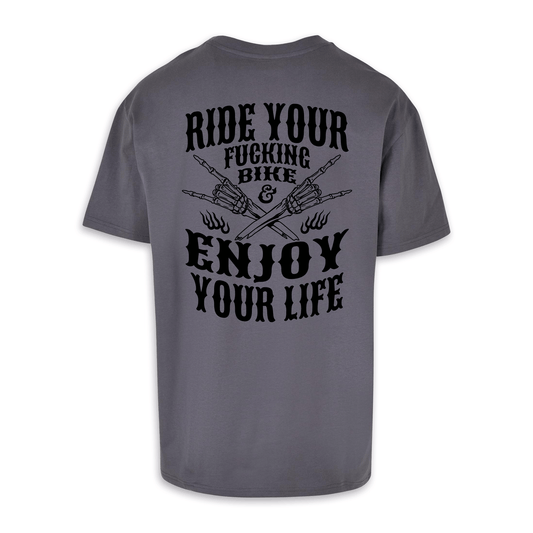 Enjoy Your Life - Dunkelgrau/Schwarz Oversize Shirt