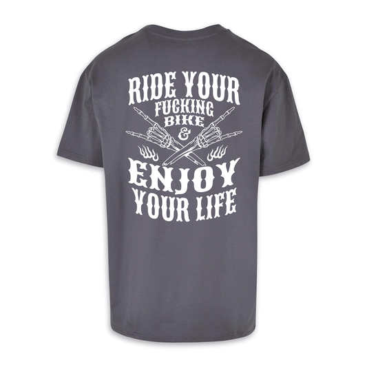 Enjoy Your Life - Dunkelgrau/Weiß Oversize Shirt