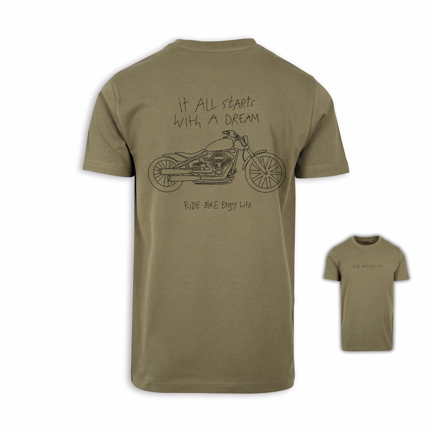 It All Starts With A Dream - Olive/Schwarz Männer Shirt