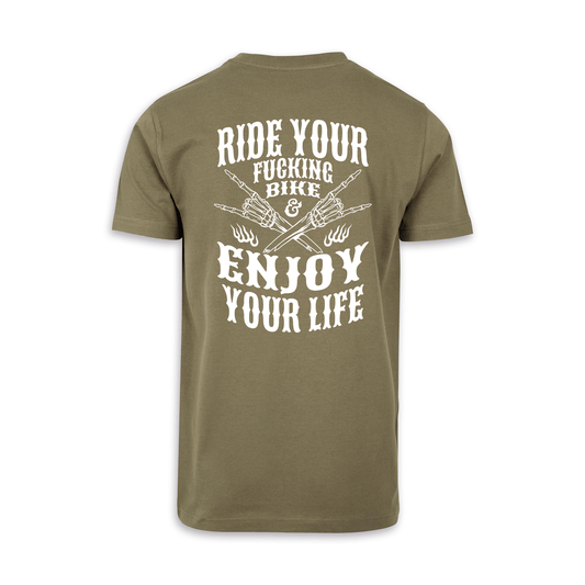 Enjoy Your Life - Olive/Weiß Männer Shirt