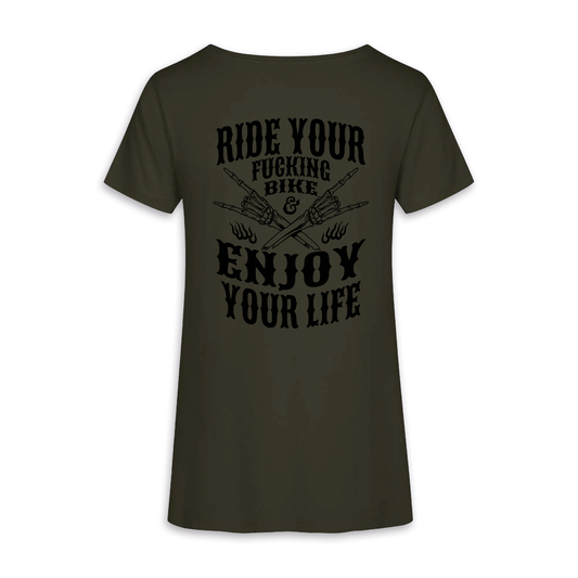 Enjoy Your Life - Khaki/Schwarz Frauen Shirt