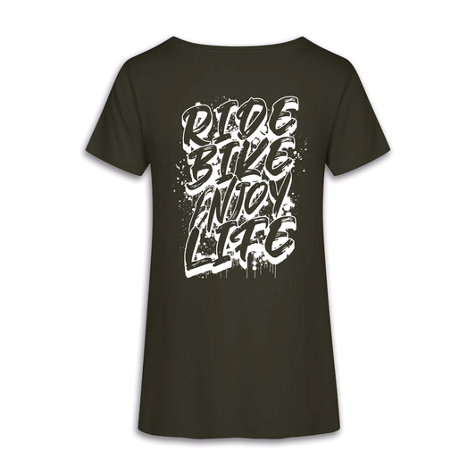 Ride Bike Enjoy Life Graffiti - Khaki Frauen Shirt