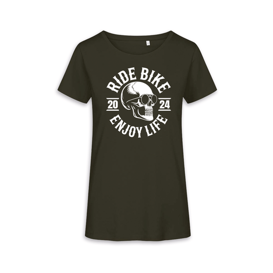RIDE BIKE ENJOY LIFE Front - Khaki Frauen Shirt