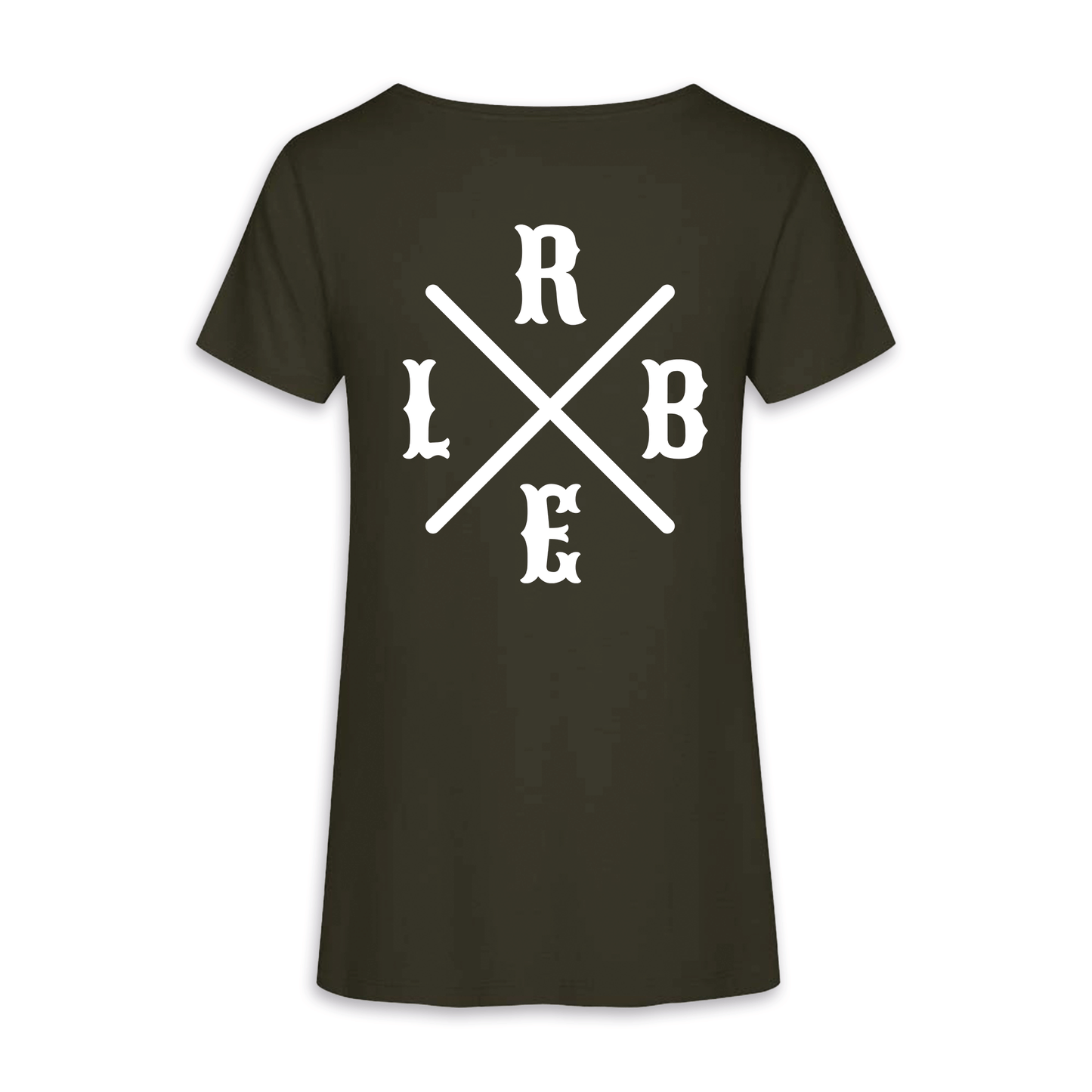 RIDE BIKE ENJOY LIFE Kreuz - Khaki/Weiß Frauen Shirt