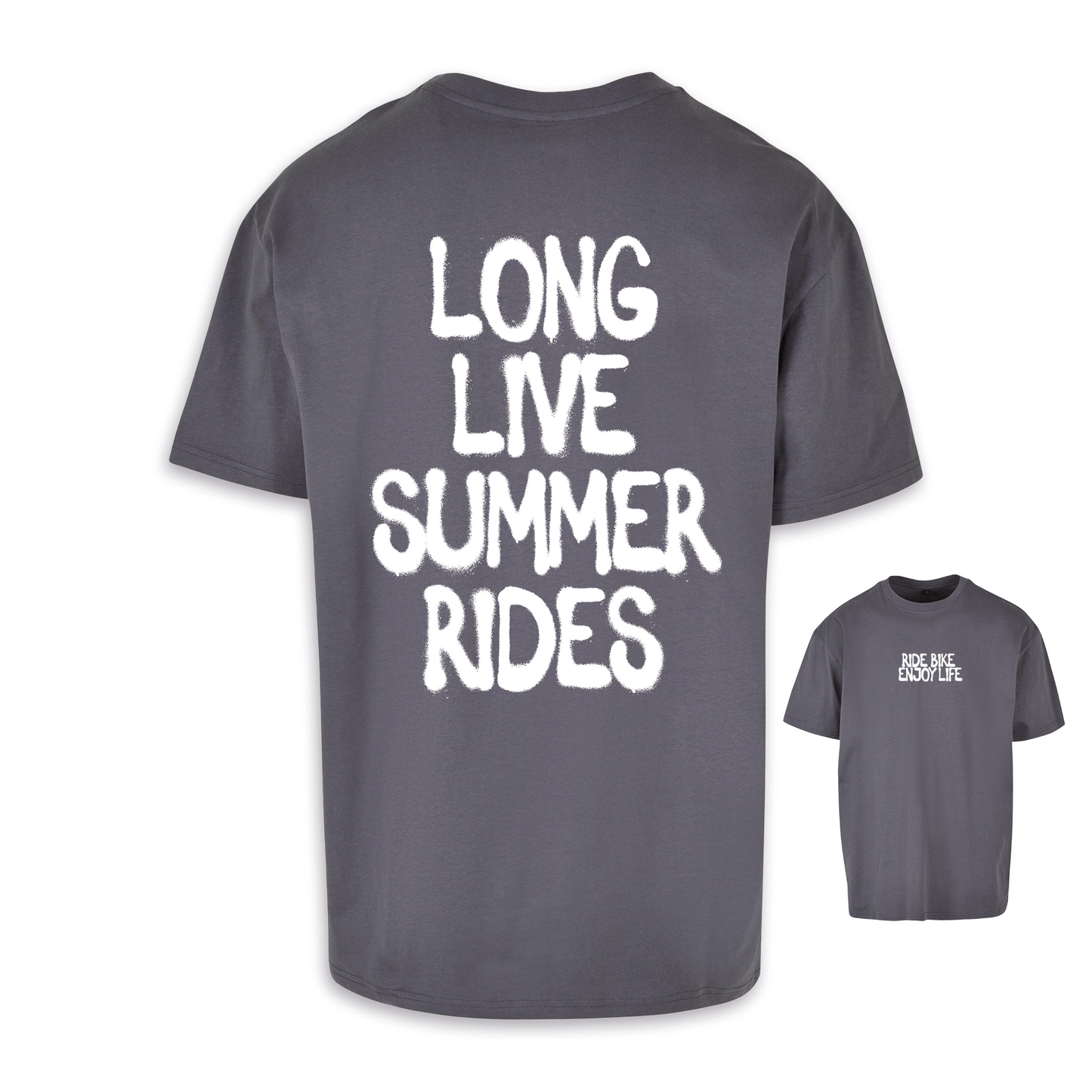 Long live summer rides - Dunkelgrau/weiß Oversize Shirt