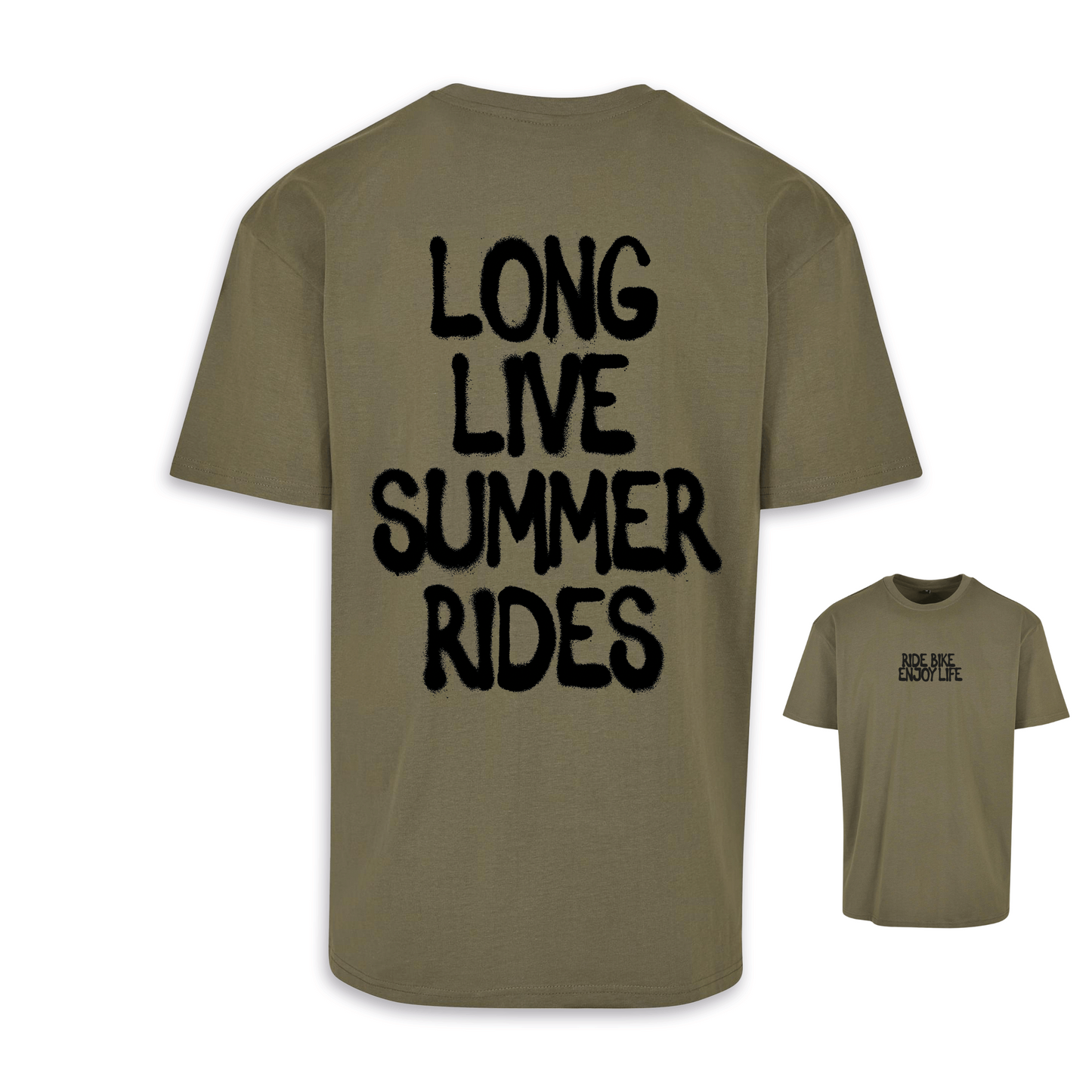 Long live summer rides - Olive/Schwarz Oversize Shirt