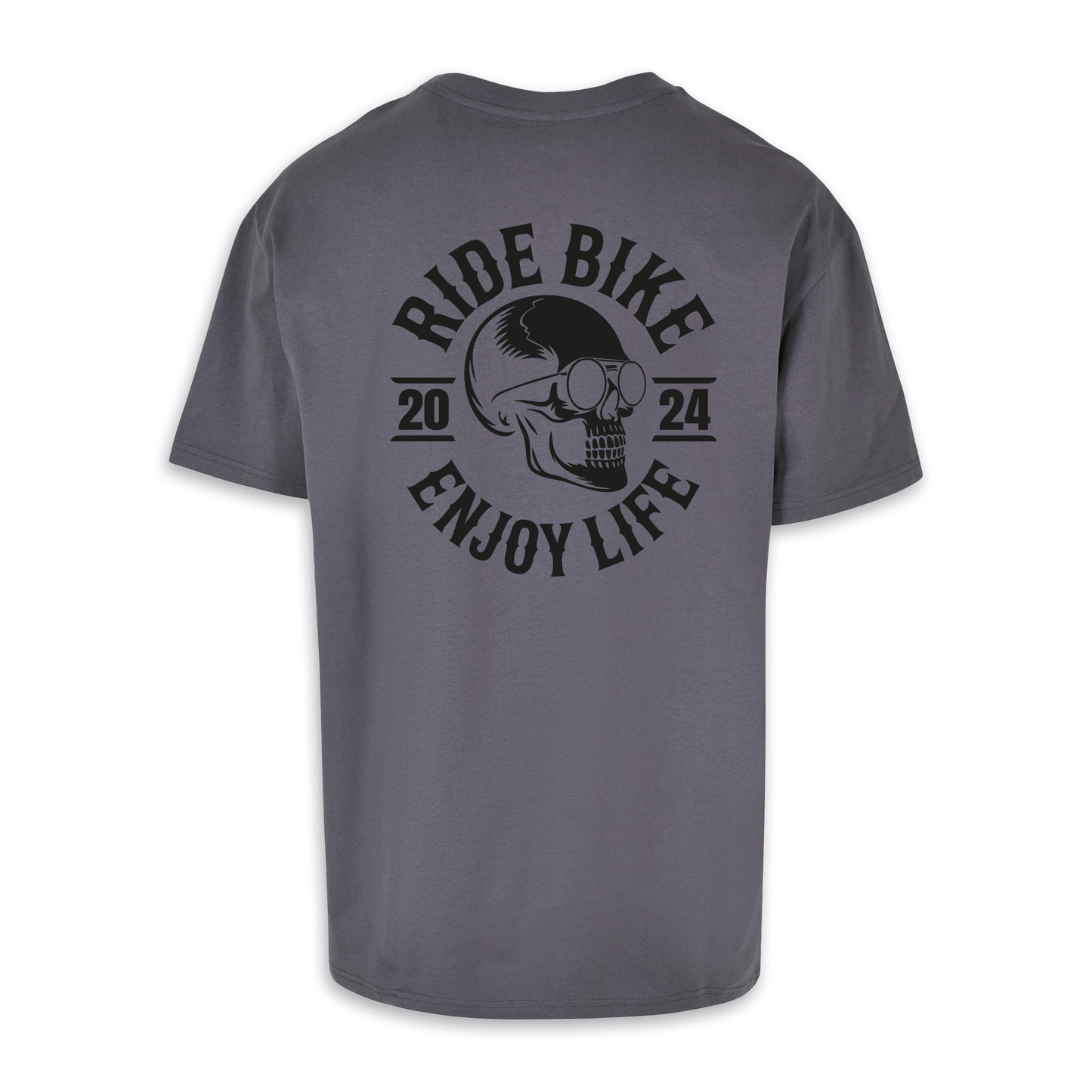 RIDE BIKE ENJOY LIFE - Dunkelgrau/schwarz Oversize Shirt