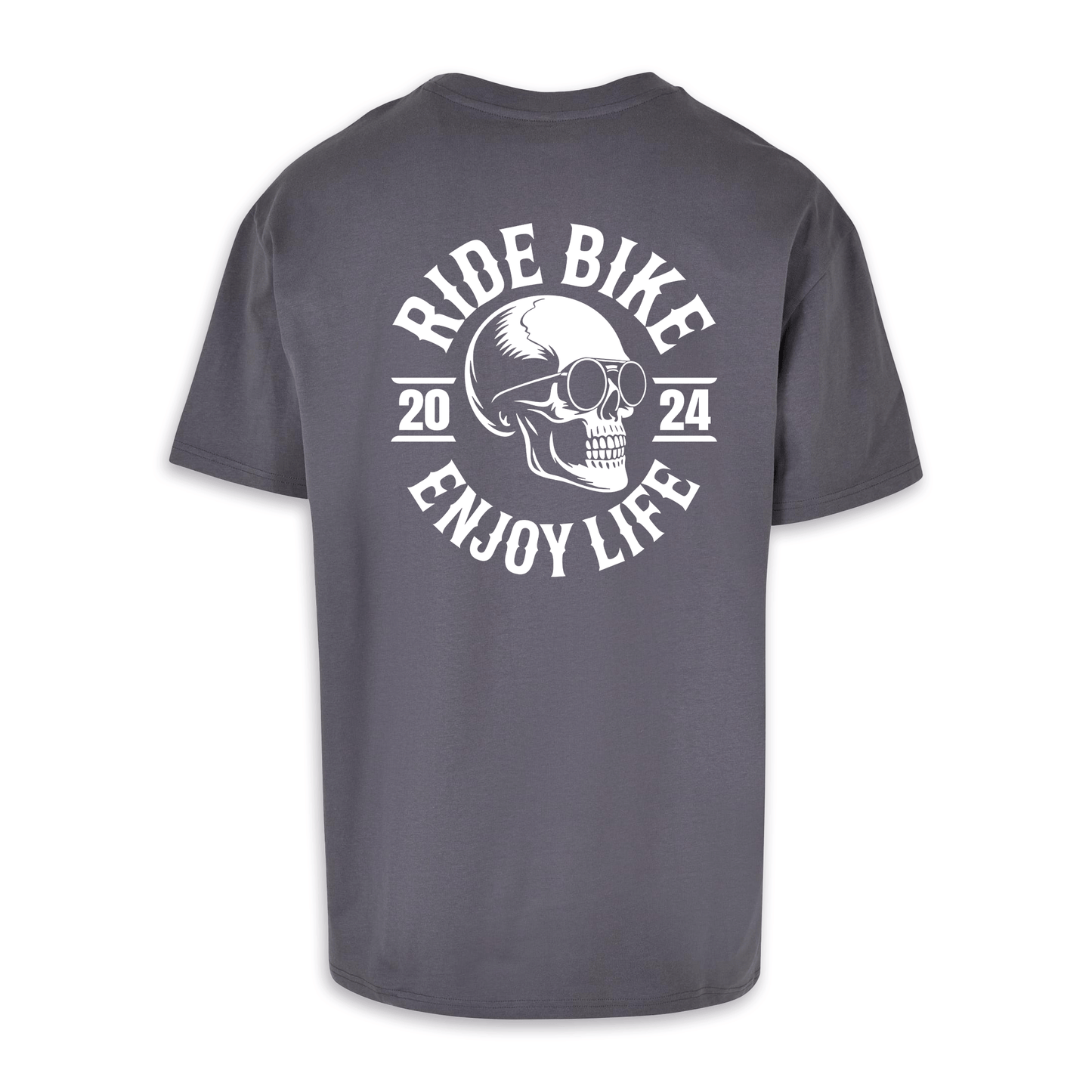 RIDE BIKE ENJOY LIFE - Dunkelgrau/weiß Oversize Shirt