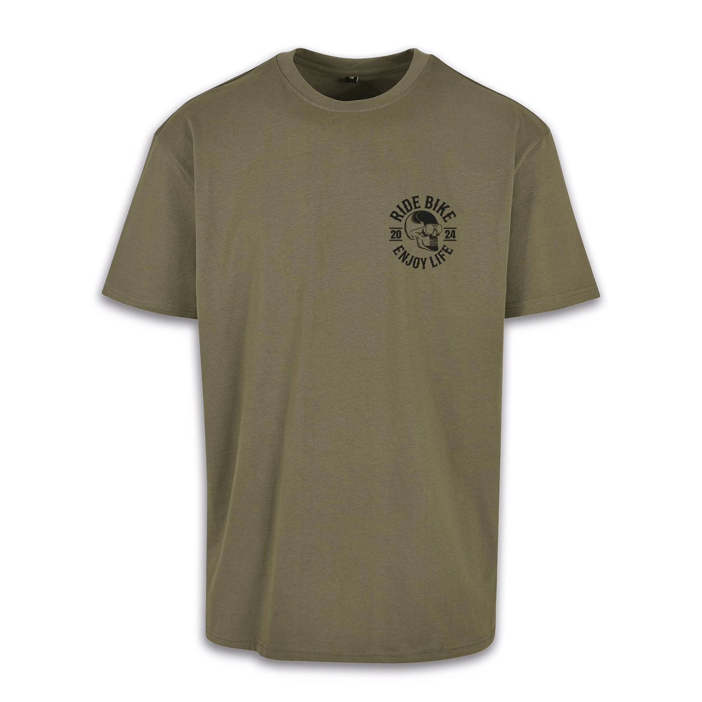 RIDE BIKE ENJOY LIFE - Olive/Schwarz Oversize Shirt