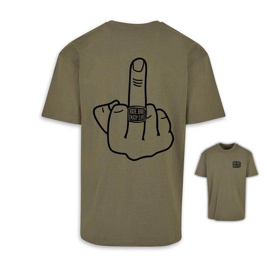 Mittelfinger - Olive/Schwarz Oversize Shirt
