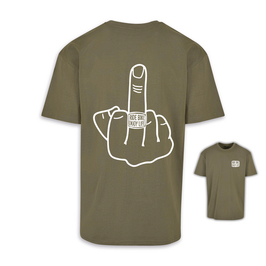 Mittelfinger - Olive/Weiß Oversize Shirt