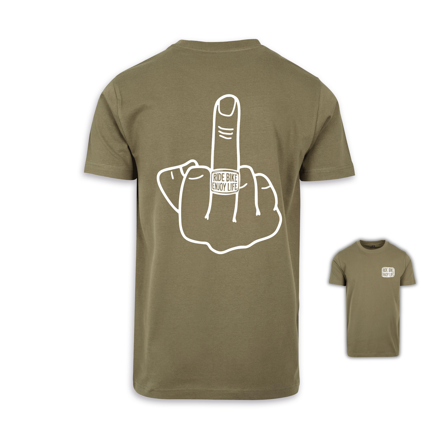 Mittelfinger - Olive/Weiß Männer Shirt