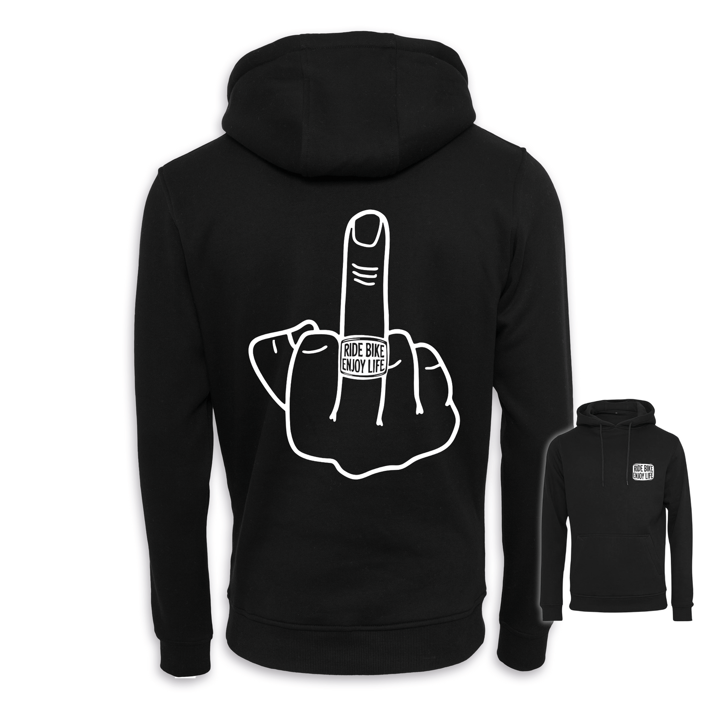 Mittelfinger - Schwarz Regular Hoodie