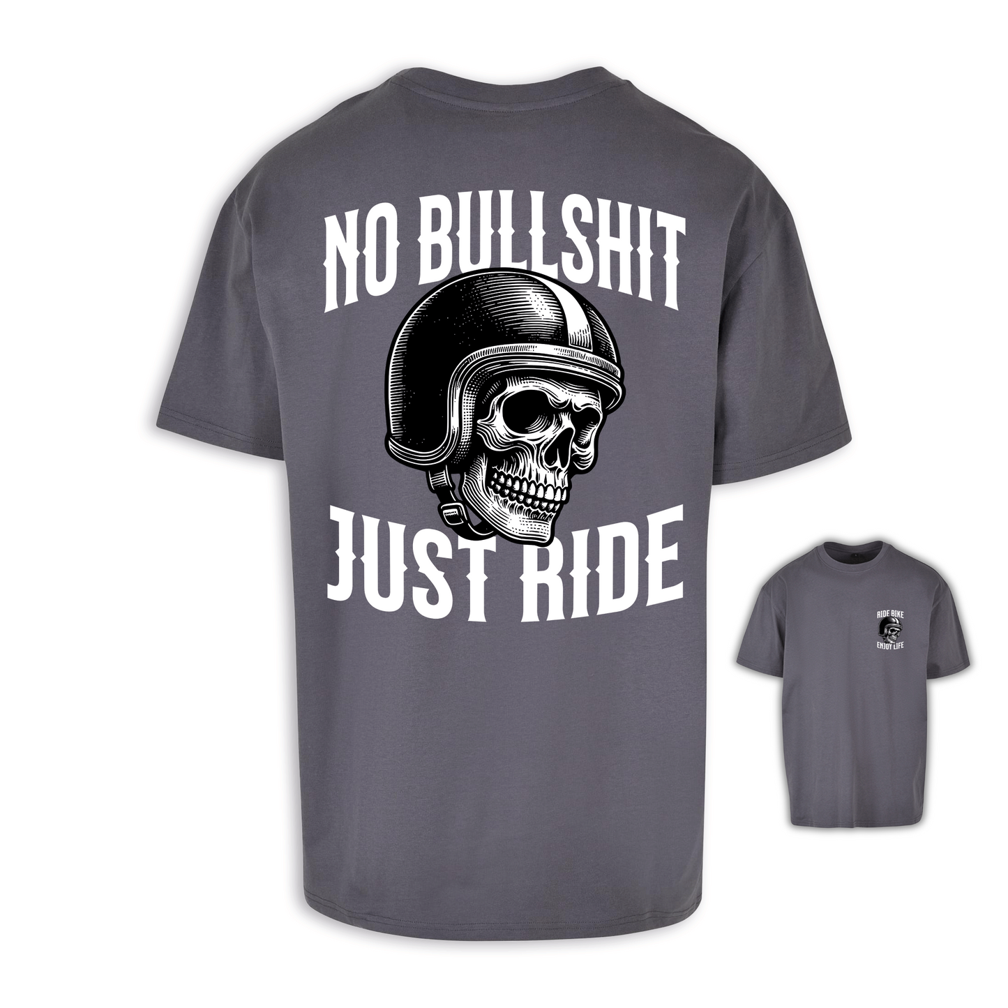 No Bullshit - Dunkelgrau Oversize Shirt