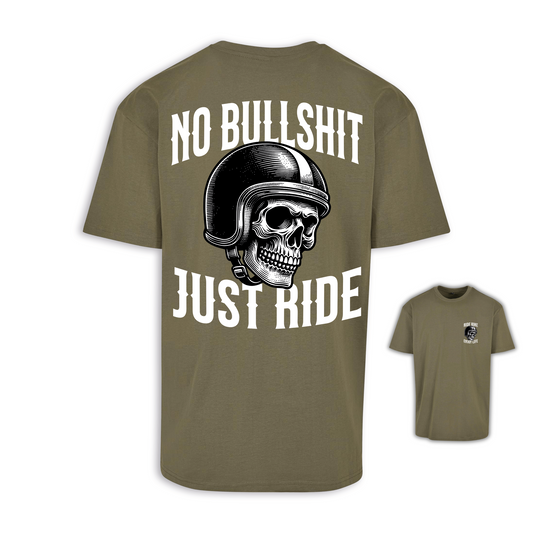 No Bullshit - Olive/Weiß Oversize Shirt