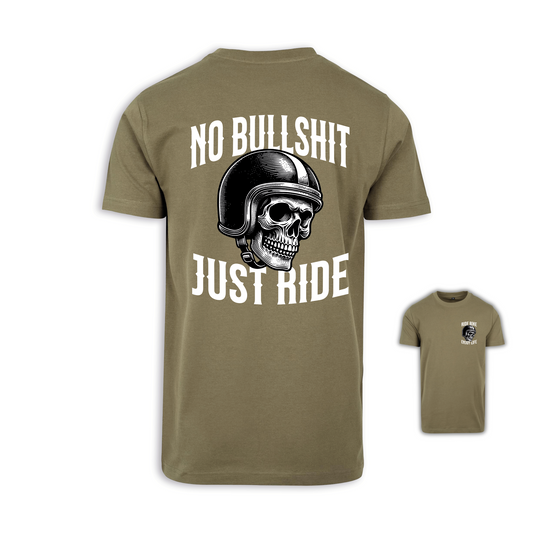 No Bullshit - Olive/Weiß Männer Shirt