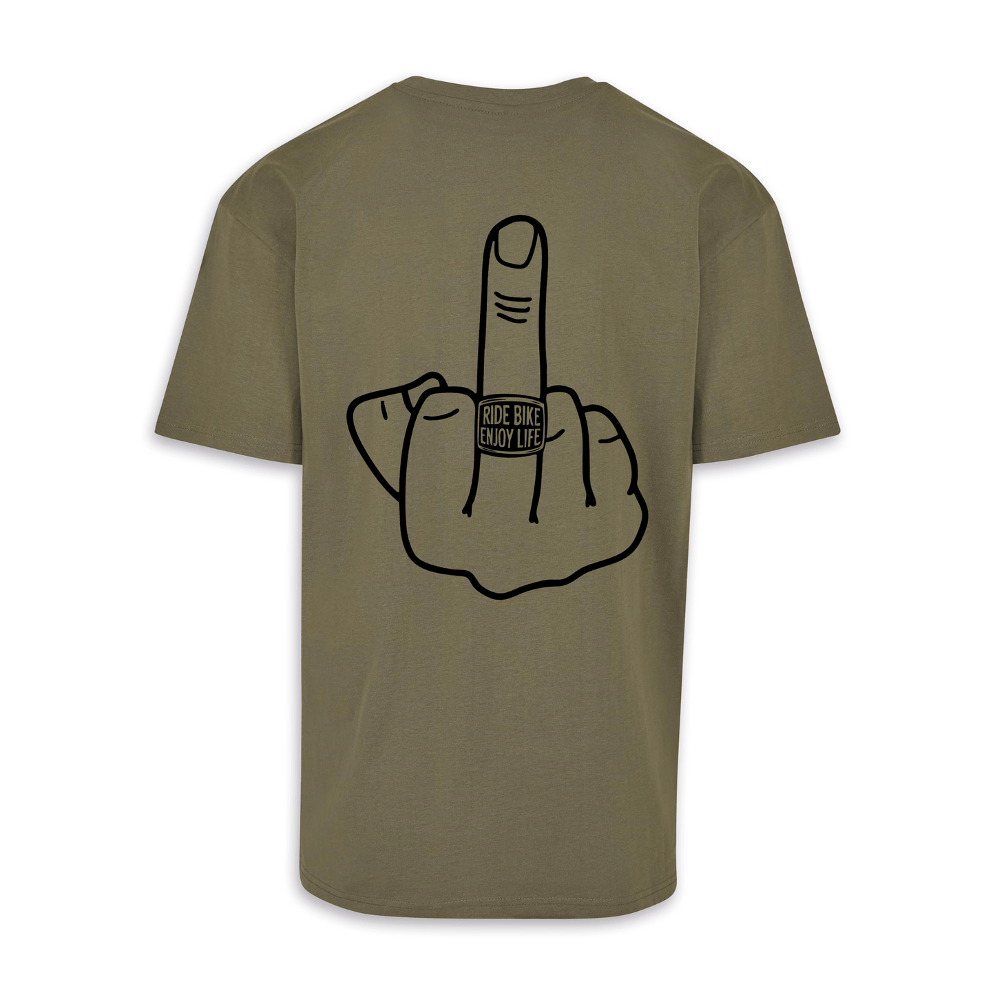 Mittelfinger - Olive/Schwarz Oversize Shirt