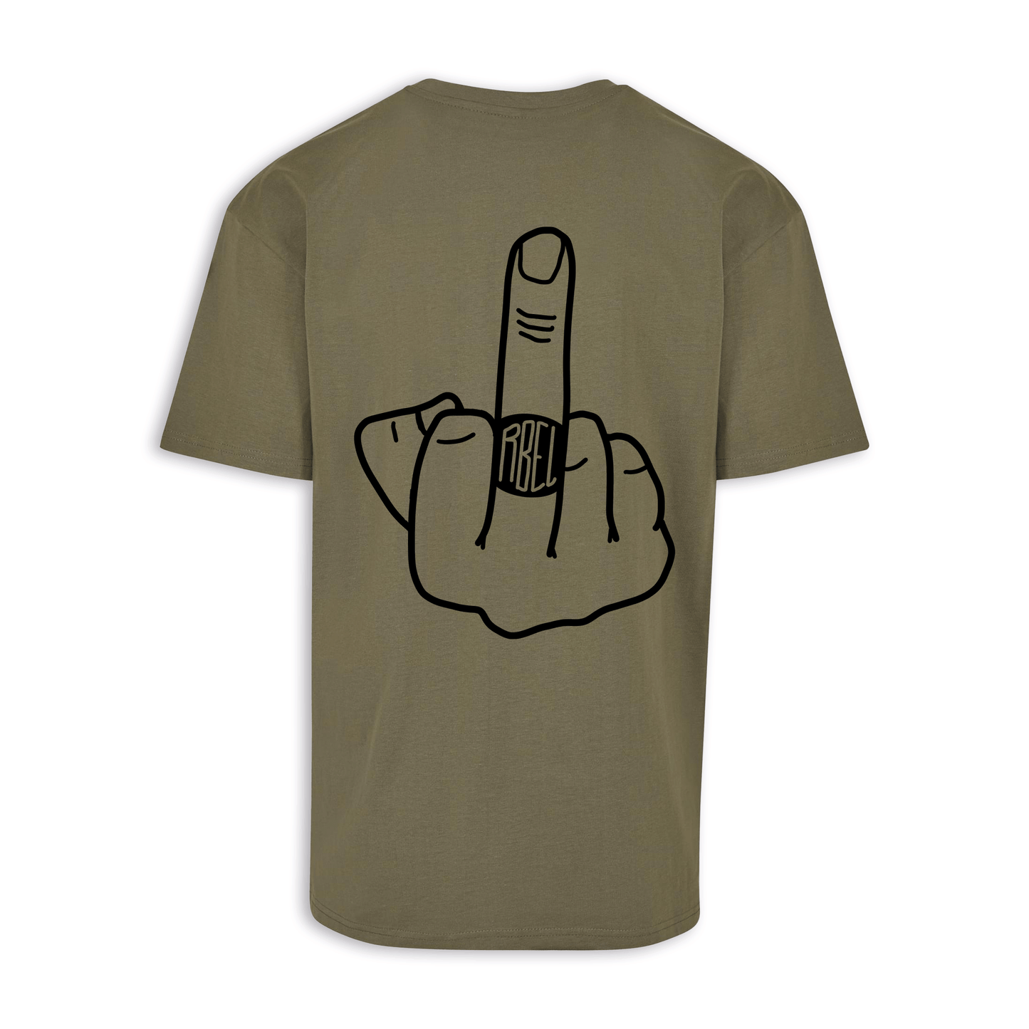 Mittelfinger - Olive/Schwarz Oversize Shirt
