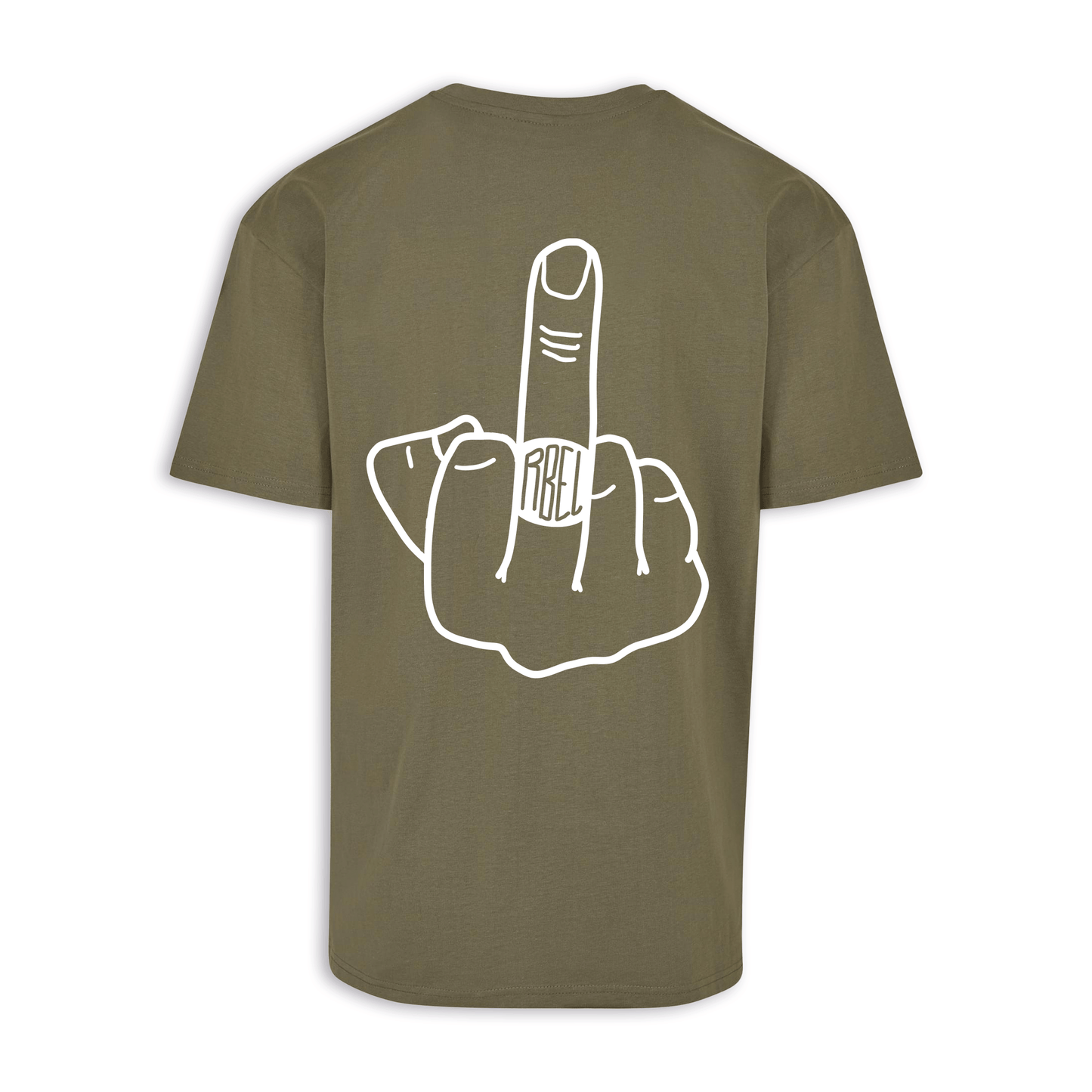 Mittelfinger - Olive/Weiß Oversize Shirt