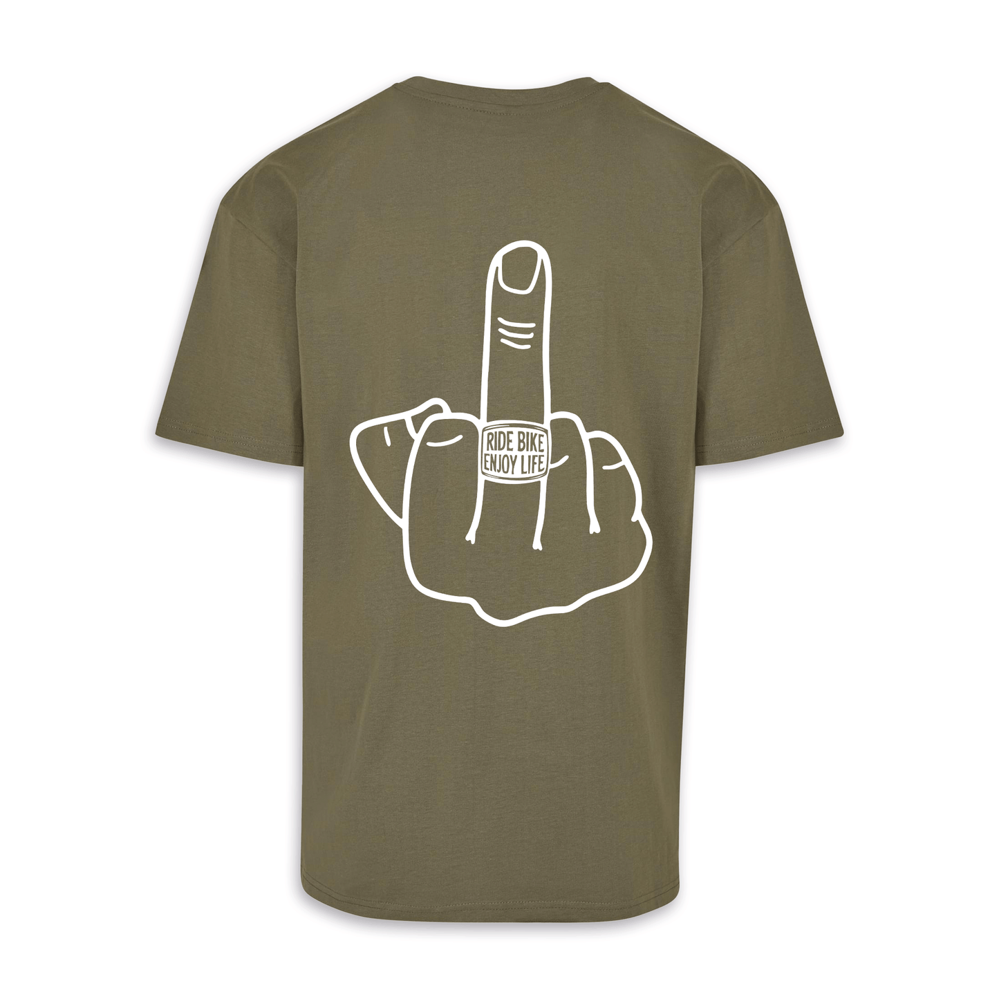 Mittelfinger - Olive/Weiß Oversize Shirt
