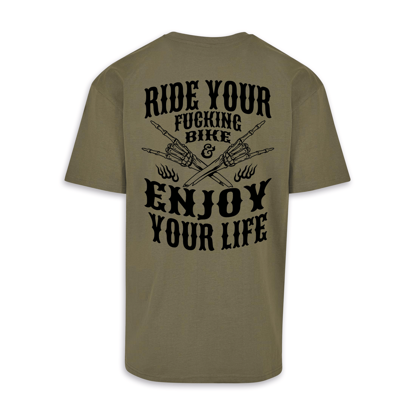 Enjoy Your Life - Olive/Schwarz Oversize Shirt