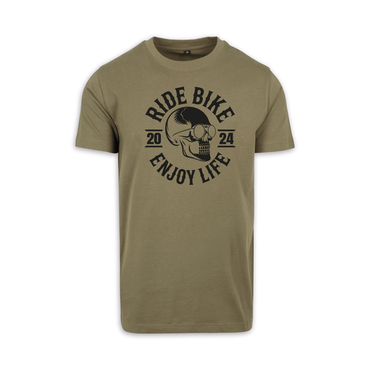 RIDE BIKE ENJOY LIFE Front - Olive/Schwarz Männer Shirt