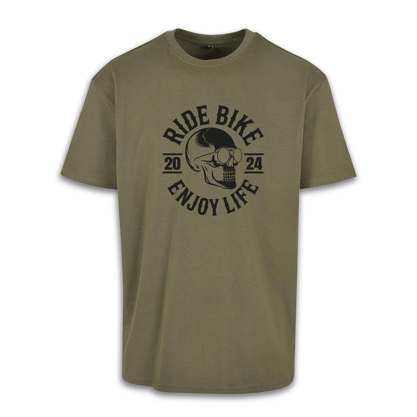 RIDE BIKE ENJOY LIFE Front - Olive/Schwarz Oversize Shirt