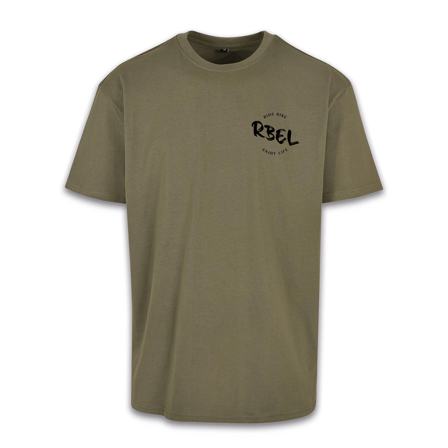 Ride Bike Enjoy Life - Olive/Schwarz Oversize Shirt