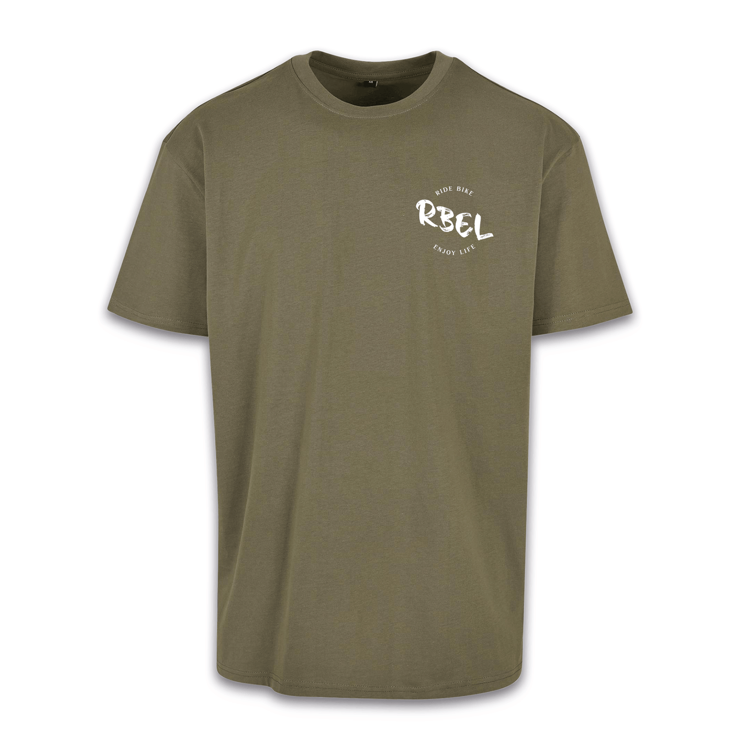 Ride Bike Enjoy Life - Olive/Weiß Oversize Shirt