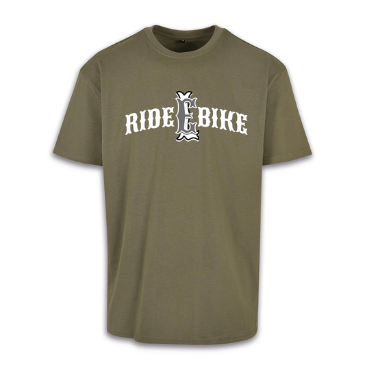 RIDE BIKE EL - Olive/Weiß Oversize Shirt