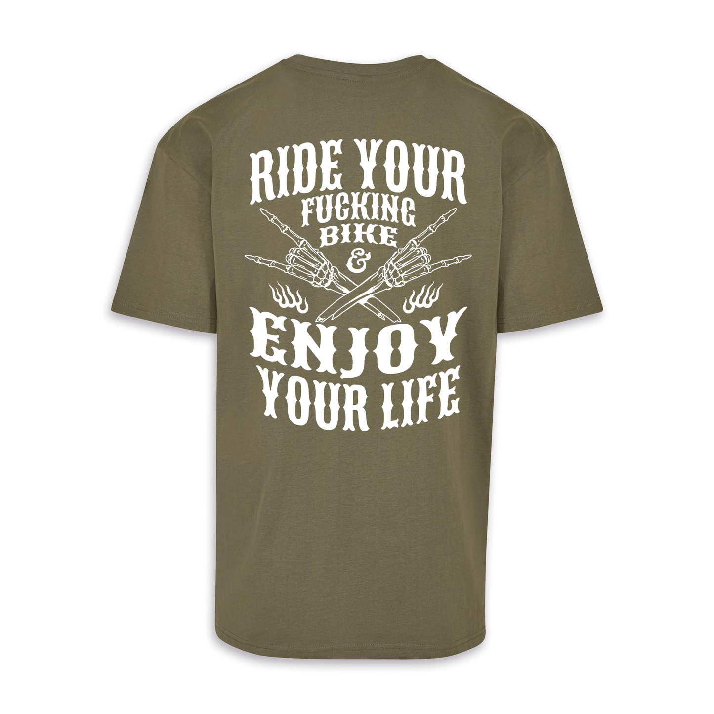 Enjoy Your Life - Olive/Weiß Oversize Shirt