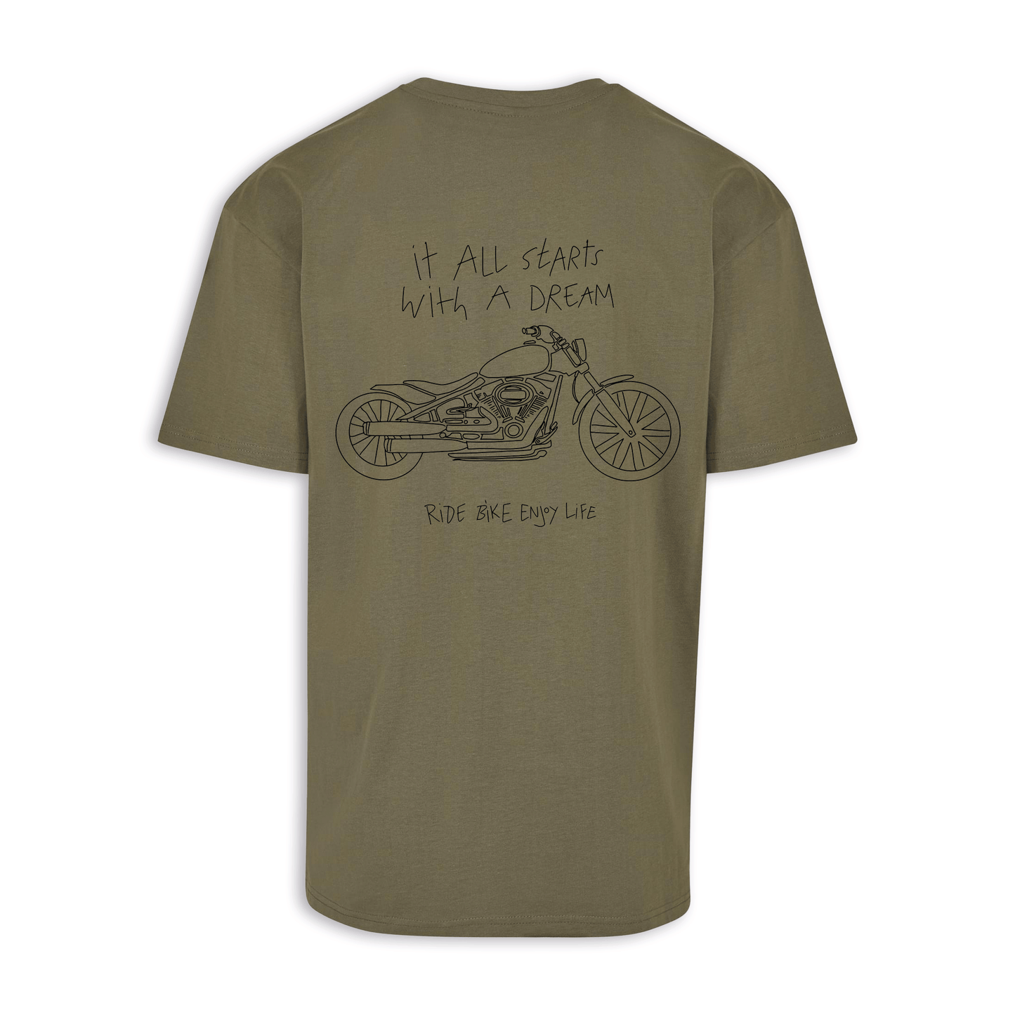 It All Starts With A Dream - Olive/Schwarz Oversize Shirt